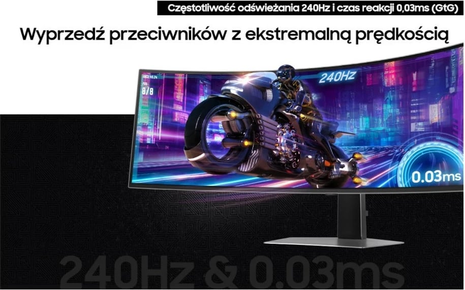 Monitor gaming, Samsung, Odyssey G93SD LS49DG934SUXEN, 49" 32:9 OLED Dual QHD 240Hz 0.03ms, i lakuar 1800R, VESA 100x100, Silver