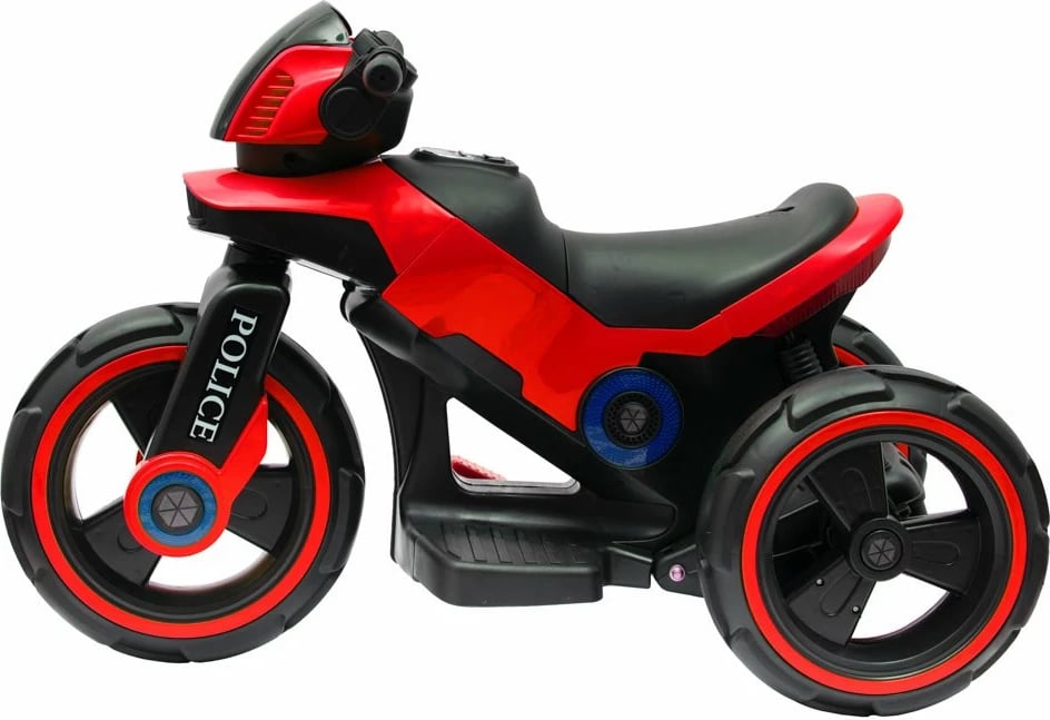 motoçikletë elektrike për fëmijë, BABY MIX, POLICE, 2x6V/24W, bateri 6V/7Ah, shpejtësi 2-4 km/h, e kuqe