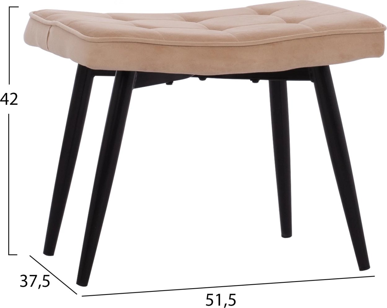 Karrige CRAWLEY, kadife bezhë, me tabure, FH8918.11, 70x57x103