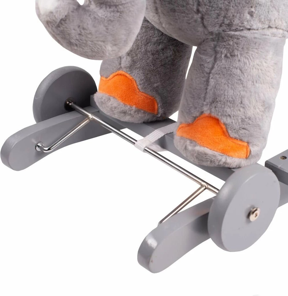 Lodër lëkundëse 2-në-1 me rrota dhe melodi, PLAYTO, Elephant, sedilje ergonomike, deri 30 kg, gri