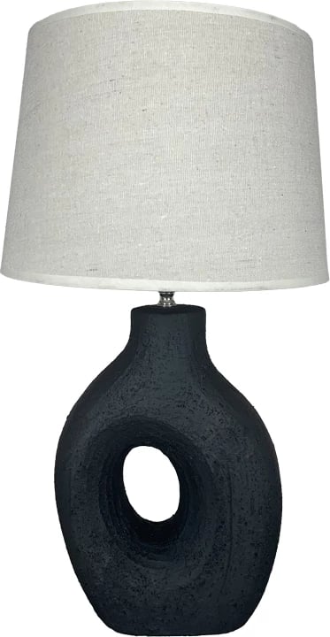 Llambë tavoline Ovola, qeramike, ngjyrë e zezë-bezhë, E27, 30x52cm