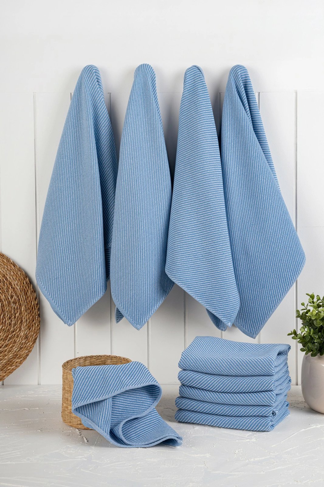 Set peshqirësh kuzhine (10 copë), Hermia Eloise, ngjyrë denim blu