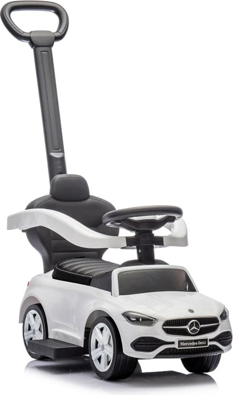 Makinë ride-on me dorezë udhëzuese, Milly Mally, Mercedes C-Class Deluxe, për 12–36 muaj, ngarkesë 25 kg, e bardhë