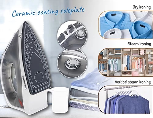 Hekur me avull, Mesko, 5037, 2800W, pllakë qeramike, depo uji 170 ml, gri