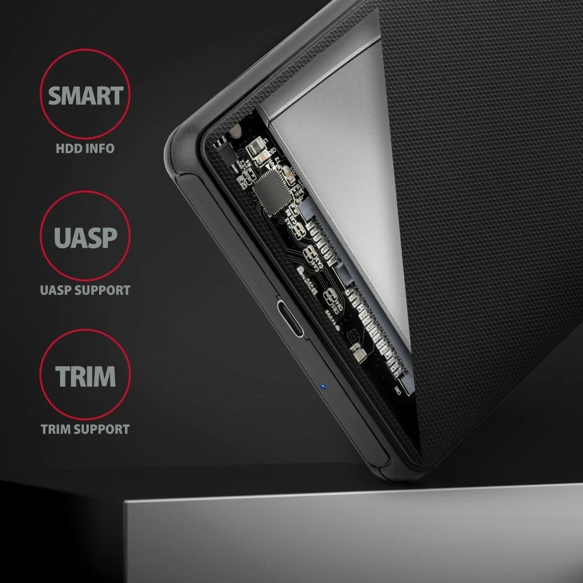 Kasë e jashtme AXAGON EE25-SLC për disk 2.5", USB-C 3.2 Gen 1, SATA 6G, e zezë