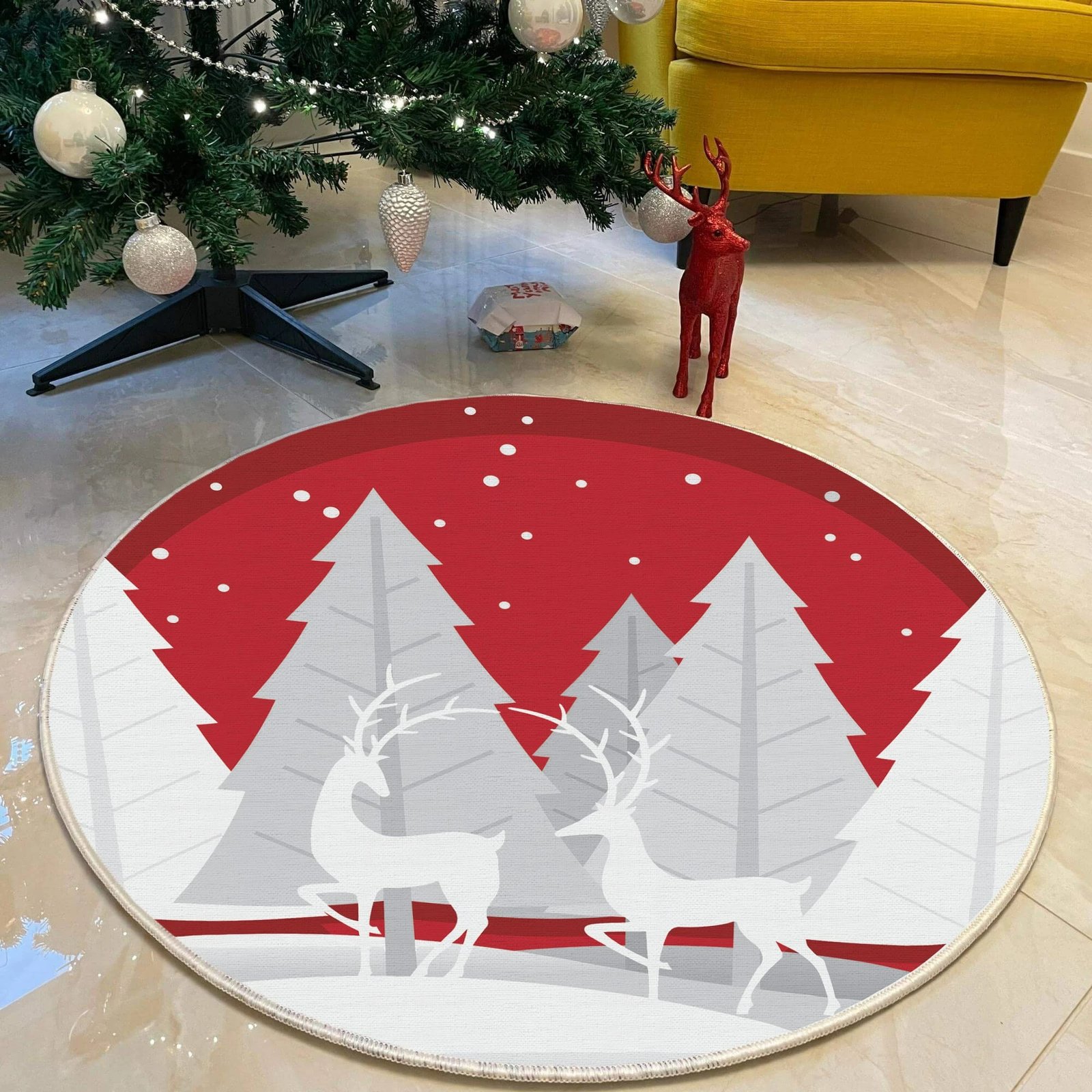 Qilim i rrumbullakët, i kuq dhe i bardhë, Conceptum Hypnose, Woopamuk448, 140cm