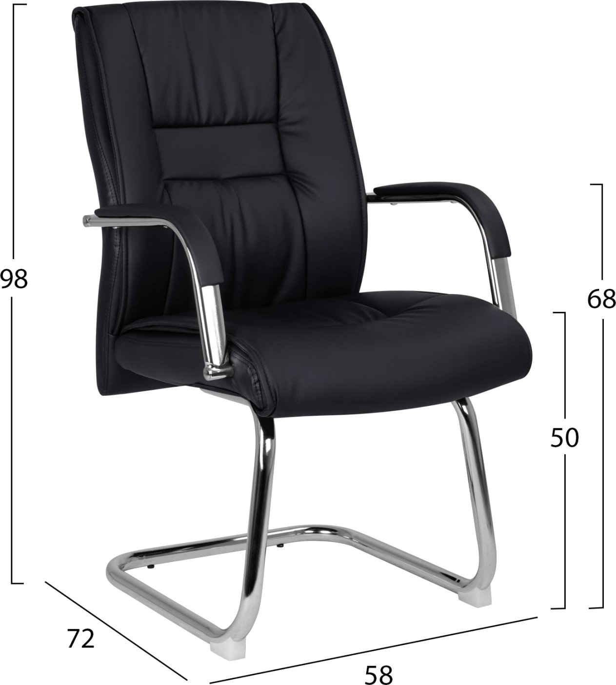 Karrige për konferenca FH1107.01, ngjyrë e zezë, 58x72x98cm, set prej 2 copë