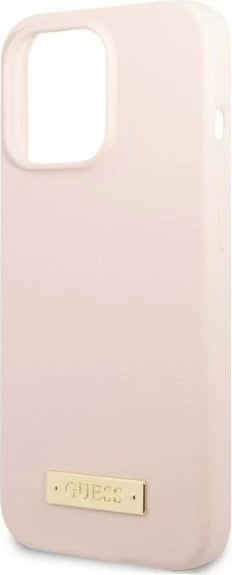 Mbështjellës Guess Silicone Logo Plate MagSafe për iPhone 13 Pro/13 6.1", Rozë