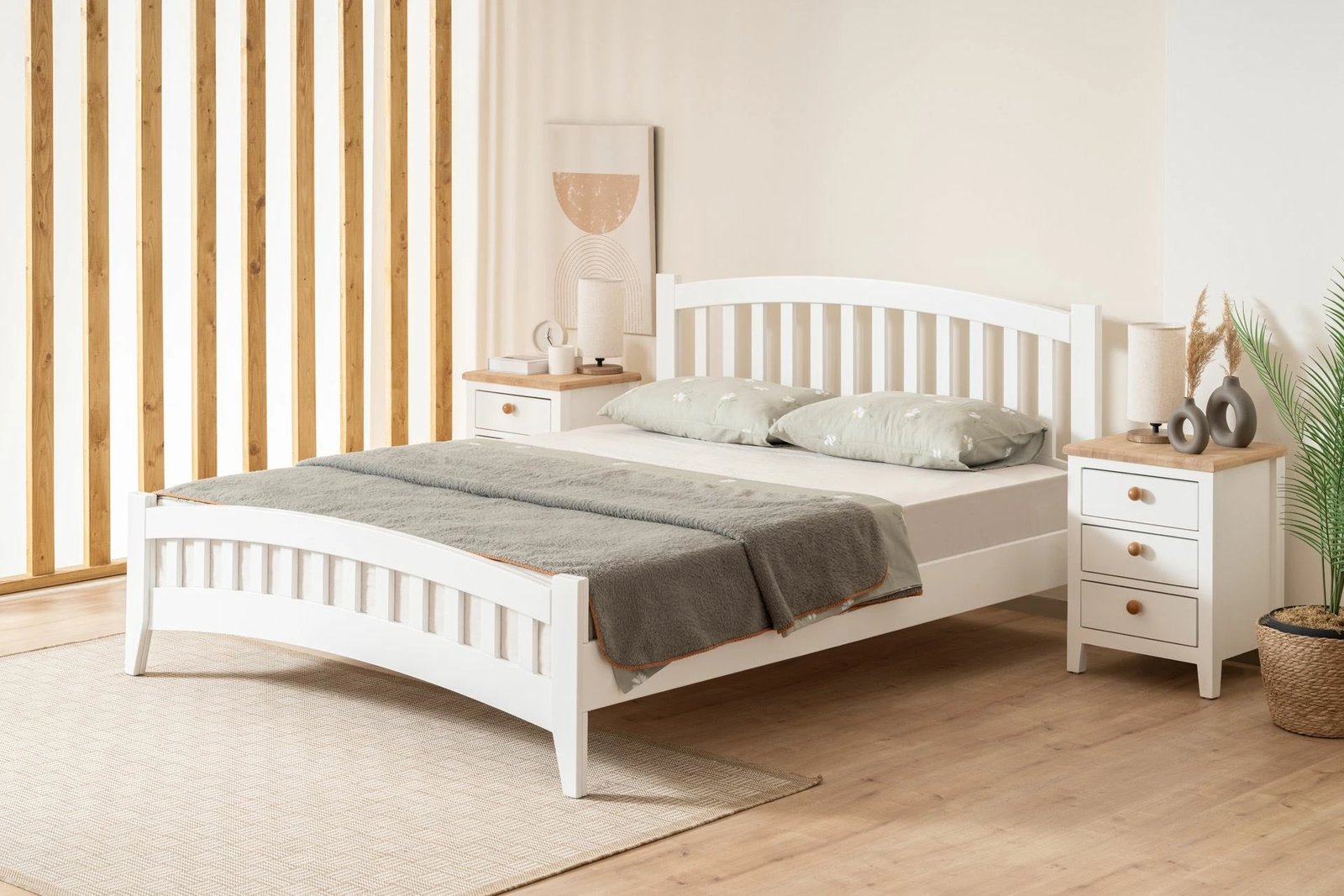 Krevat dopio Hanah Home, Lrya Modern Country, 120x200, i bardhë