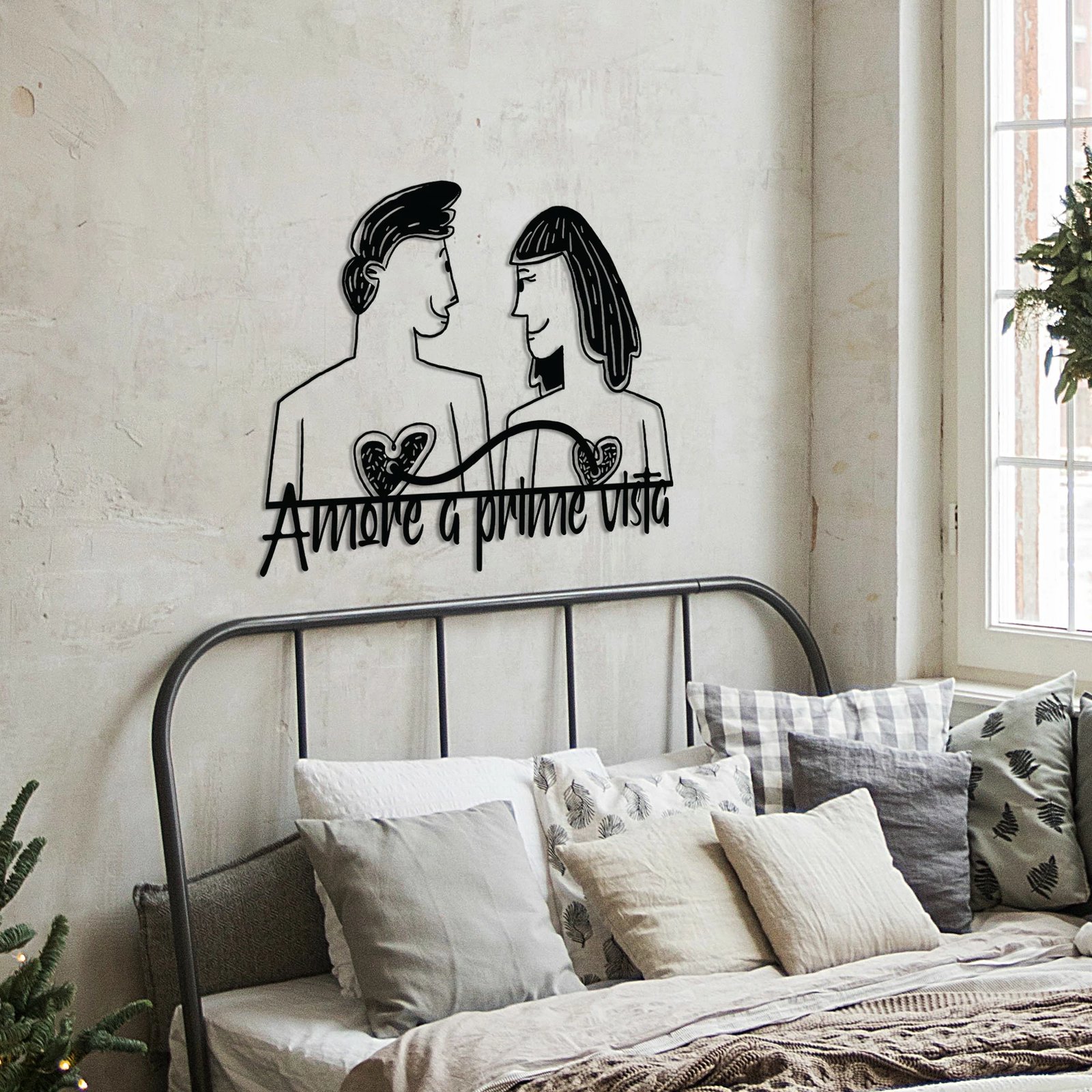 Aksesor dekorativ metalik për mur, Wallity, Amore Prima Vista 5, ngjyrë e zezë, 56x49cm