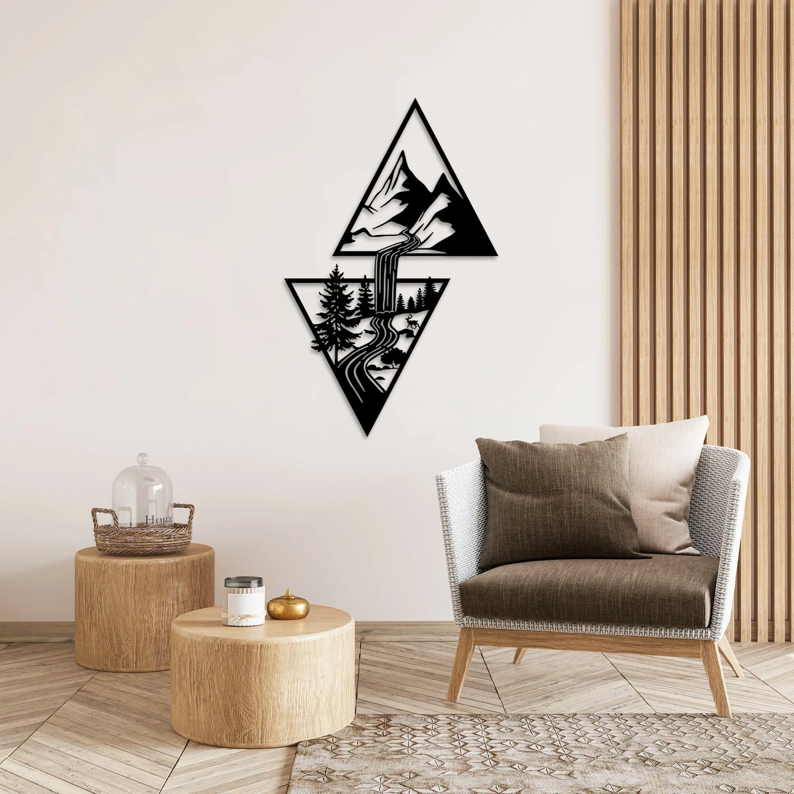 Aksesor dekorativ metalik për mur, Wallity Cassade, ngjyrë e zezë