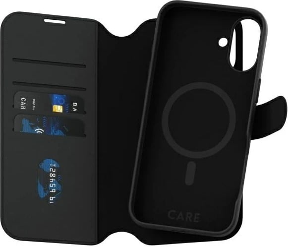 Mbështjellës PanzerGlass CARE Tango 2in1 Wallet MagSafe për iPhone 16 Plus, Zi