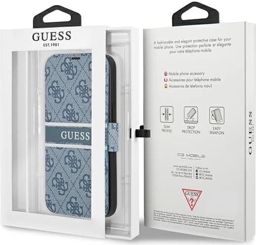 Mbështjellës Guess 4G Stripe për iPhone 13 Pro / 13 6.1", Blu