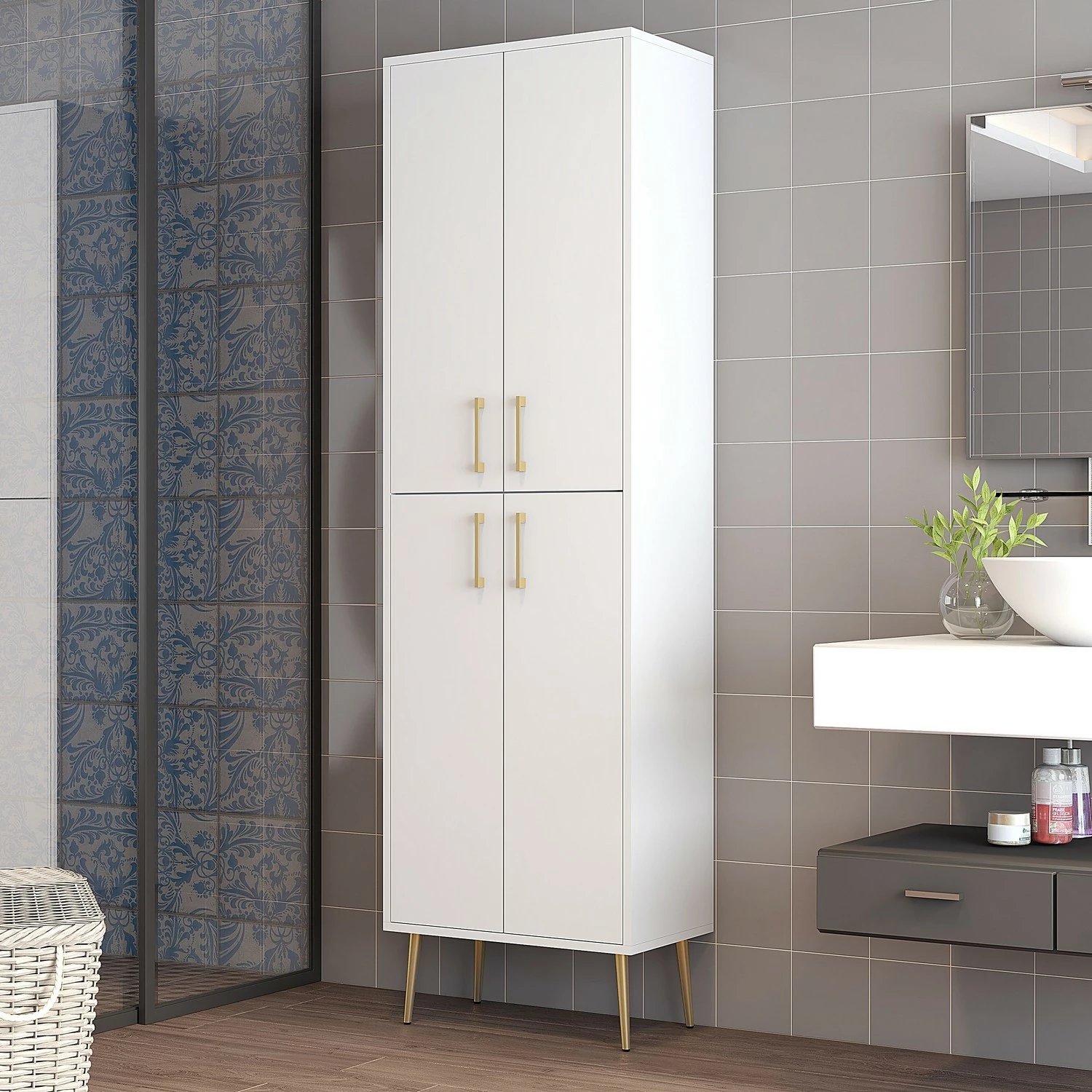 Dollap shumëpërdorimësh Hanah Home, Berlin A, i bardhë dhe ari