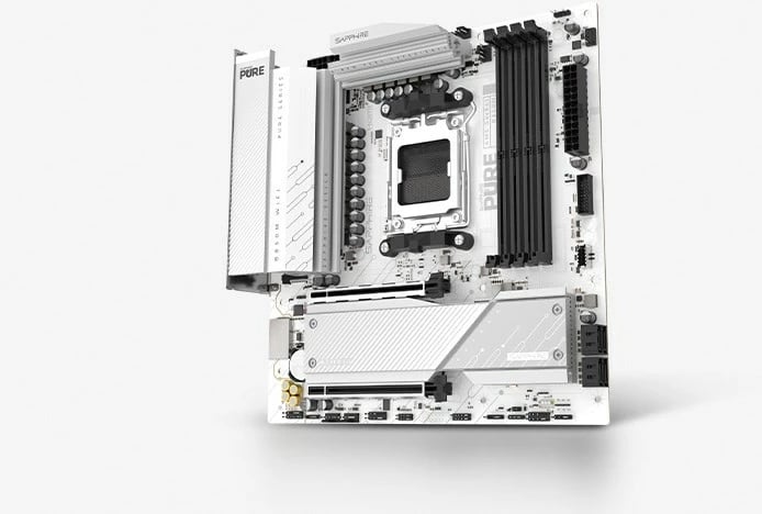Pllakë amë Sapphire PURE B850M WIFI, Socket AM5, micro ATX, E bardhë