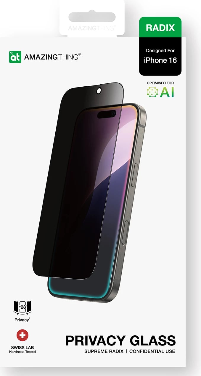 Xham privatësie AmazingThing Radix Privacy Glass për iPhone 16, Tempered Glass