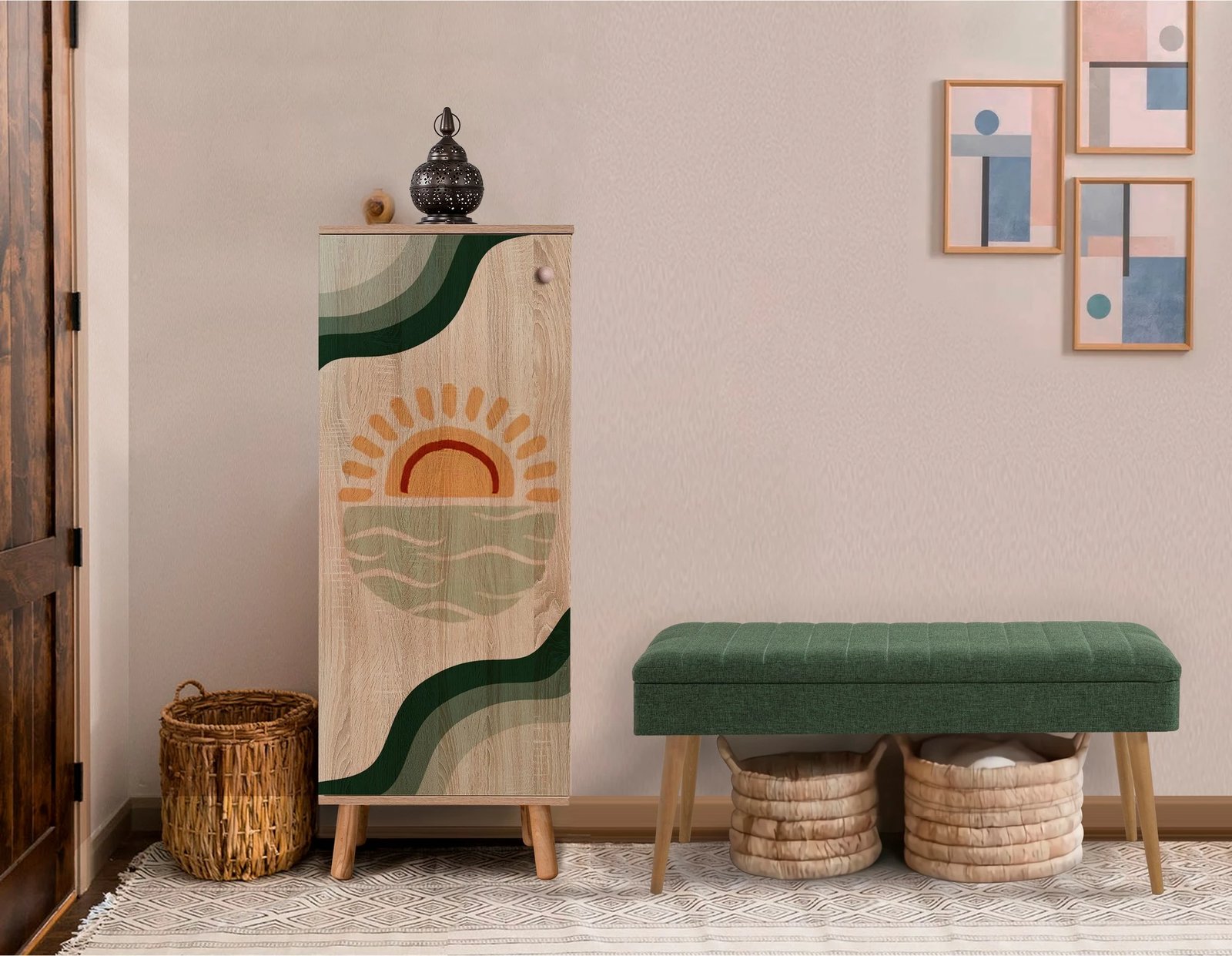 Set mobiljesh për korridor, Vegas Sonomo, ngjyrë sonomo dhe e gjelbër, 930-1070