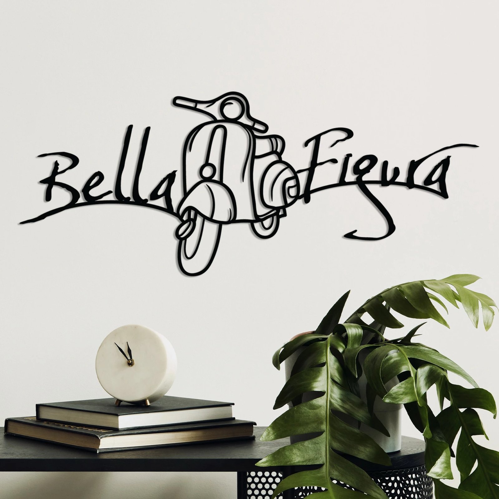 Aksesor dekorativ metalik për mur, Bella Figura 1, ngjyrë e zezë, 60x25cm