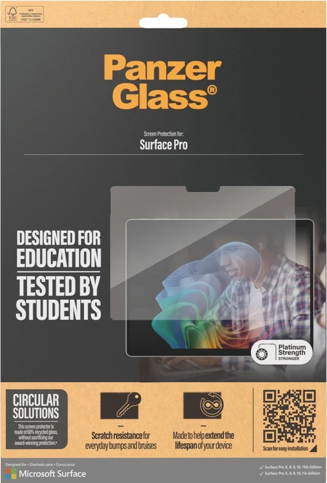 Mbrojtës ekrani PanzerGlass për Microsoft Surface Pro X/Pro 8/Pro 9/Pro 10/11th Ed