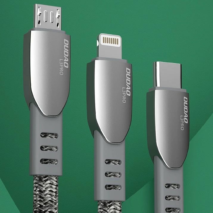 Kabllo USB Dudao L3PROM, 1m, micro USB, 5A, Gri