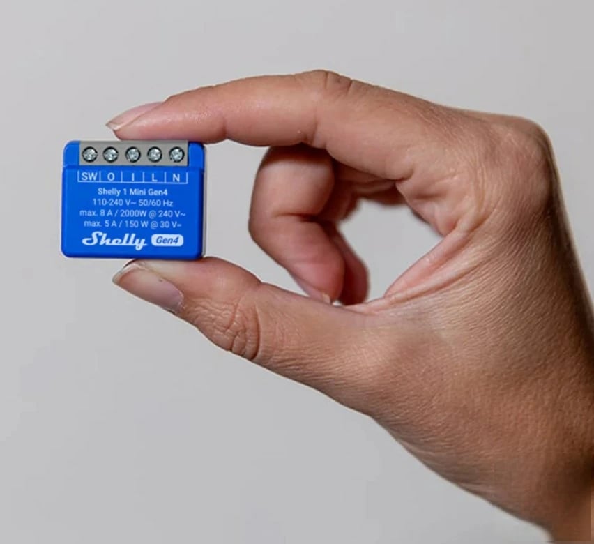 Ndërprerës smart Shelly 1 Mini Gen4, wireless, Blu