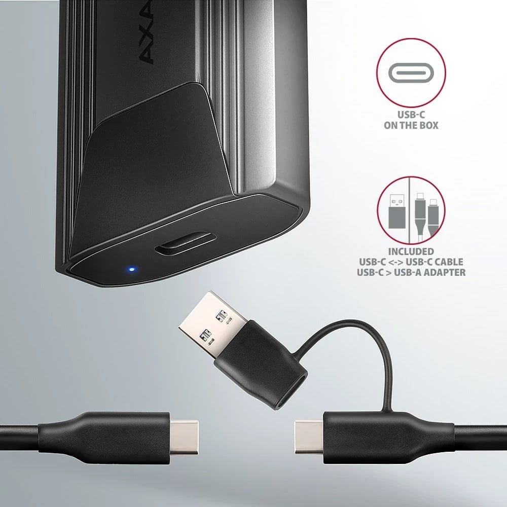 Kasë AXAGON EEM2-GTS2 për SSD M.2, USB Type-C, Alumini