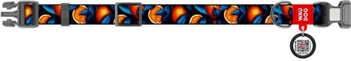 Qafore najloni për qen Waudog Oranges me QR kod, L, portokalli