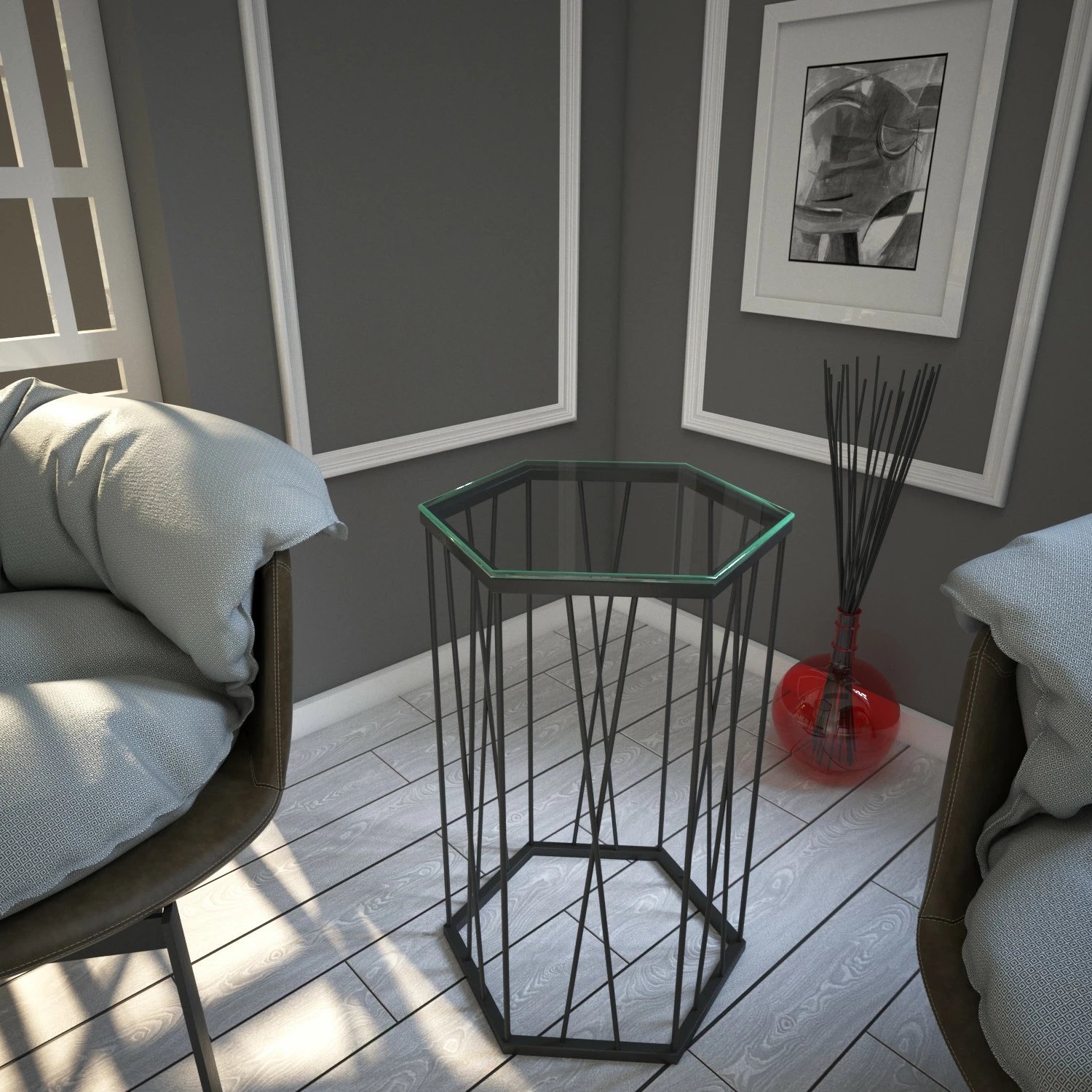 Tavolinë anësore Hanah Home, Cetrus, xham