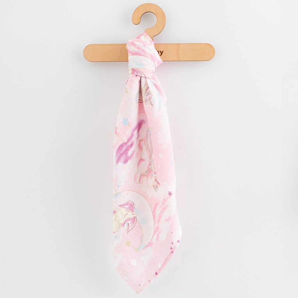 Pelenë pambuku, New Baby, 70x80 cm, 100% pambuk, print, rozë, set 3 copë