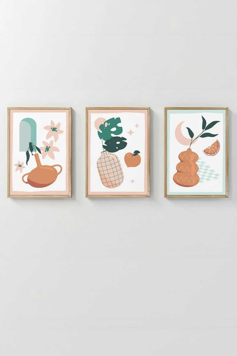 Pikturë dekorative me kornizë (3 copë), Wallity, 3Dartsohoset125