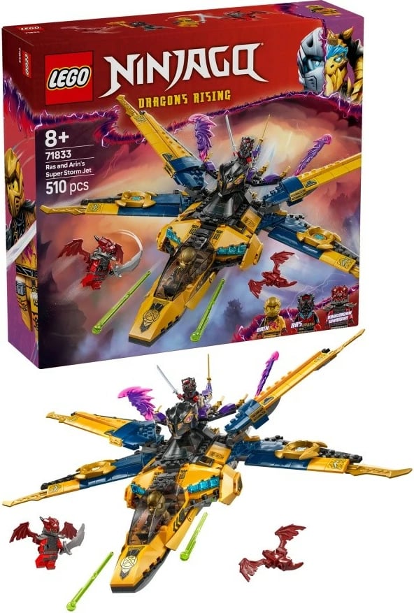 Set LEGO Ninjago 71833 Ras and Storm Superjet Arina, 510 pjesë