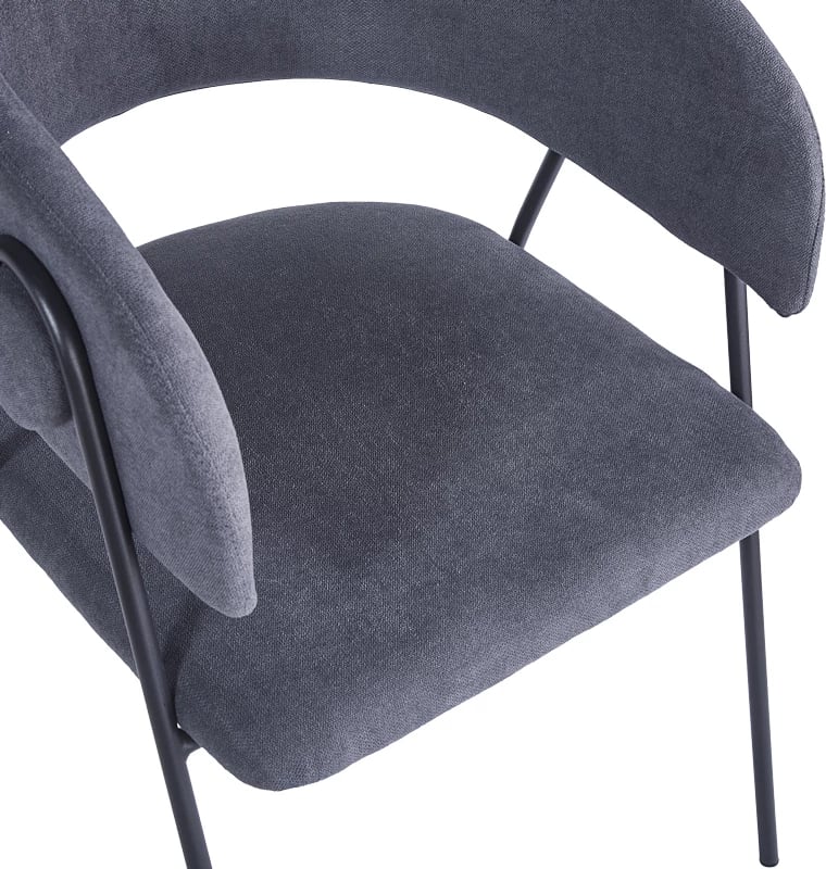 Set 4 karriga Rachele I, material poliestër, këmbë metalike të zeza, ngjyrë antracit, 52x65x79cm