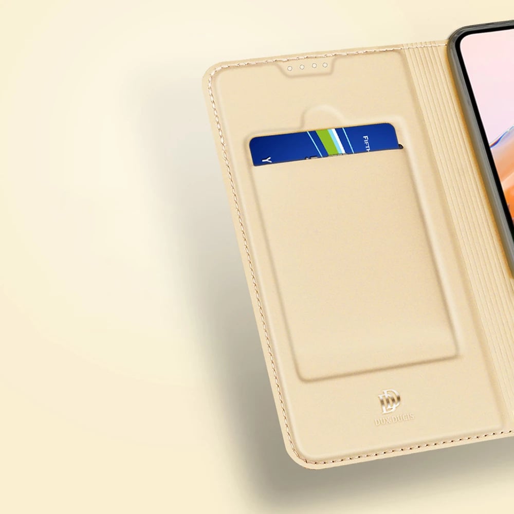 Mbështjellës Dux Ducis Skin Pro për Xiaomi Redmi 11A / Poco C55 / Redmi 12C, me kapak, xhep kartele, gold Mbështjellës Dux Ducis Skin Pro për Xiaomi Redmi 11A / Poco C55 / Redmi 12C, me kapak, xhep kartele, gold