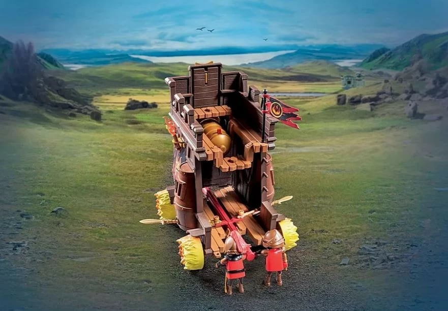 Set lodrash Playmobil Novelmore 71643 Battle Wagon me top zjarri, 68 pjesë