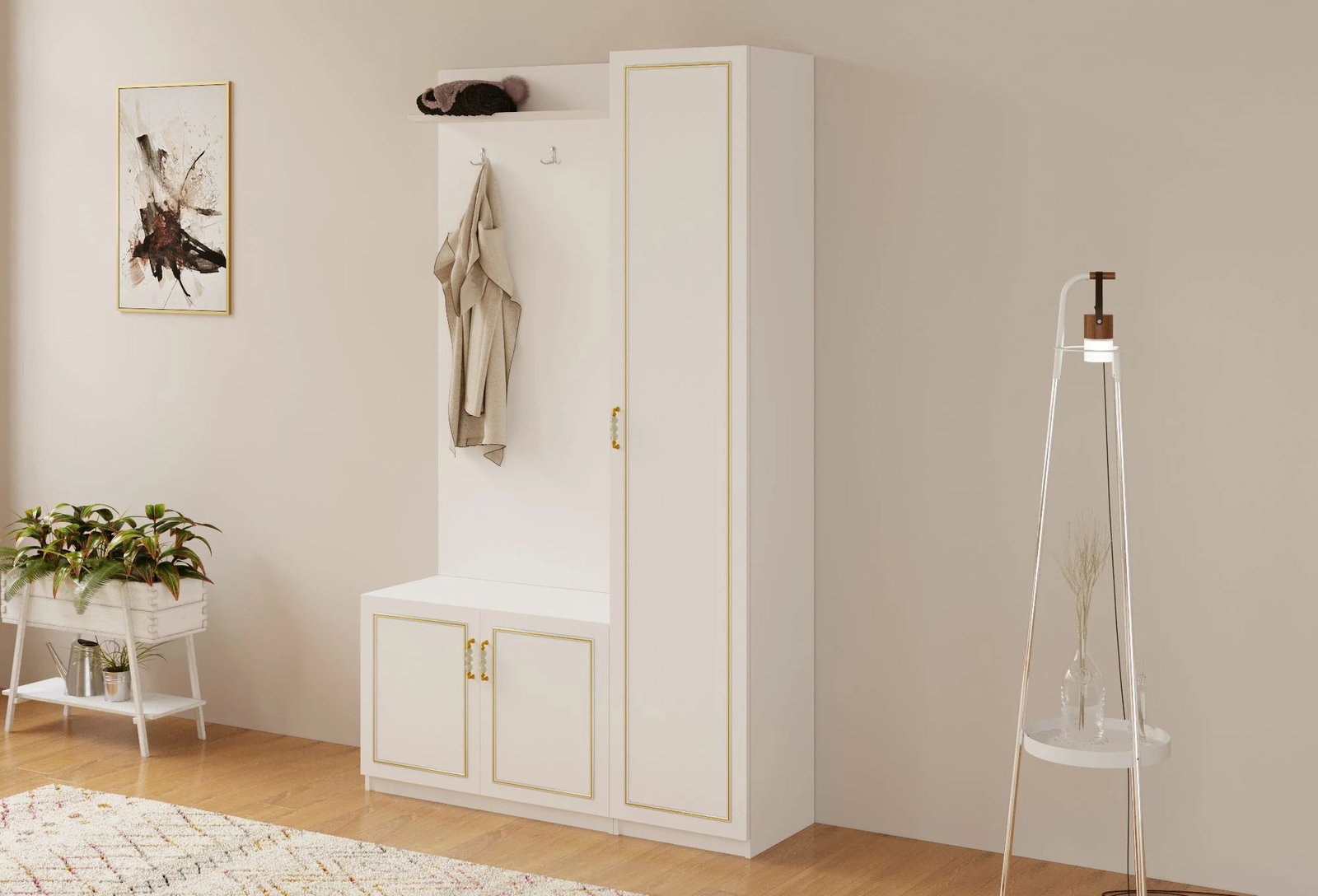 Stendë korridori Skye Decor, ngjyrë e bardhë mat, RB-092