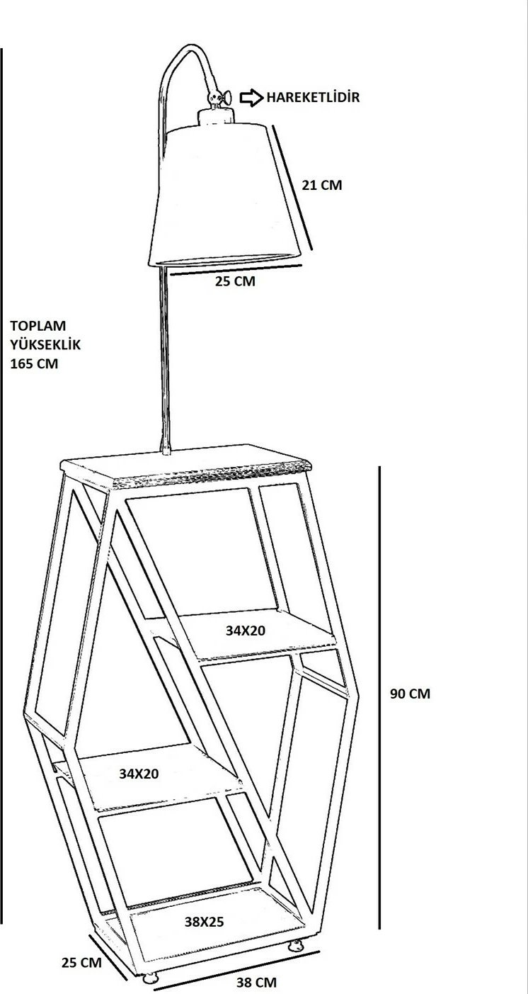 Llambë dyshemeje Opviq, 8525-6, ngjyrë antracit, me raft librash, 165 cm