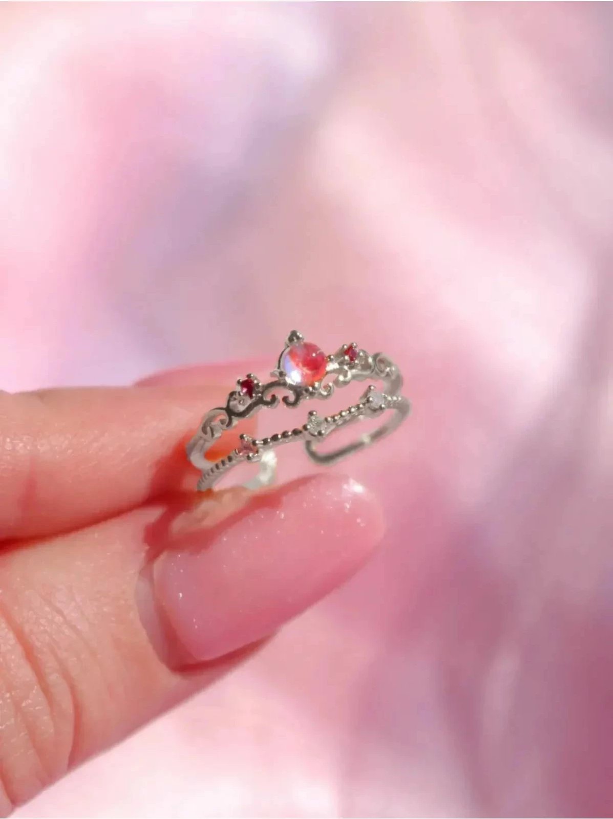 Unazë Jumeon, ngjyrë argjendi, guri zirkon, e rregullueshme