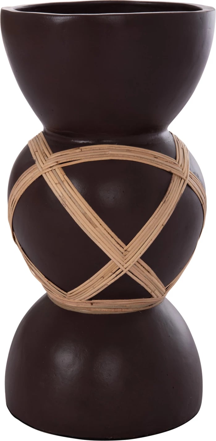 Vazo dekorative për dysheme MAYNARD, fibër-cement, ngjyrë çokollate, ratan, FH4672.07L, 32x62.5cm