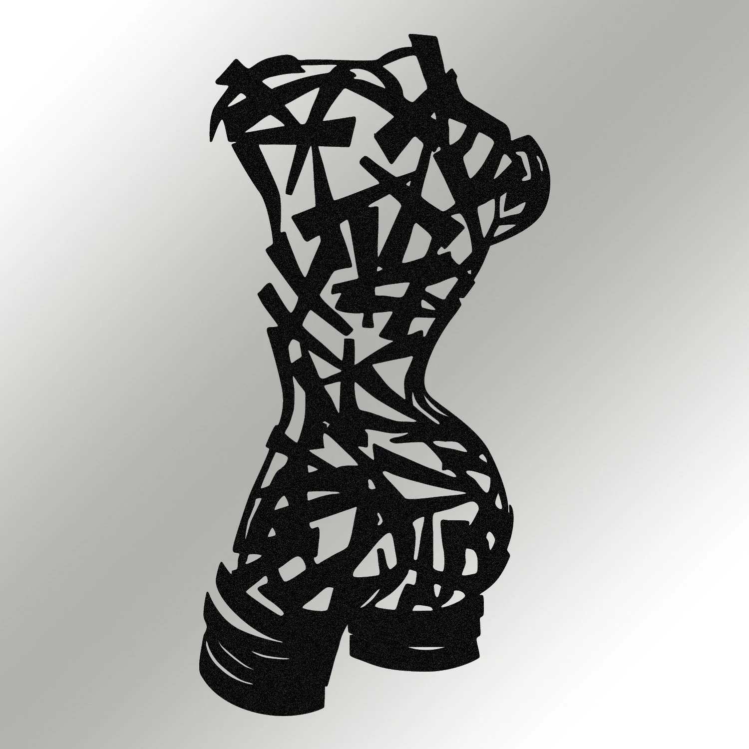 Aksesor dekorativ metalik për mur Wallity, Hemdem, ngjyrë e zezë, 35x68cm