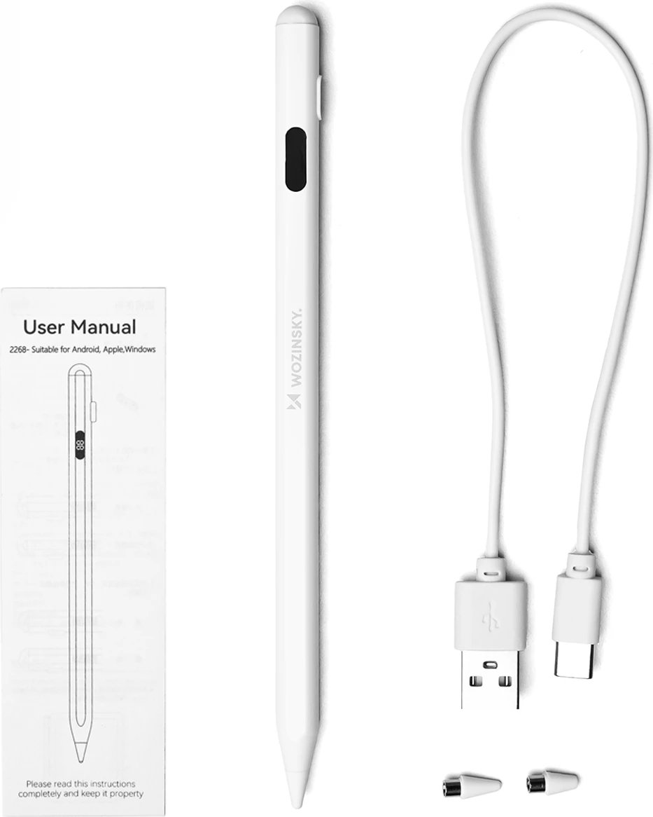 Stilus universal aktiv Wozinsky W2268YAS, për Android dhe iOS, USB-C, i bardhë