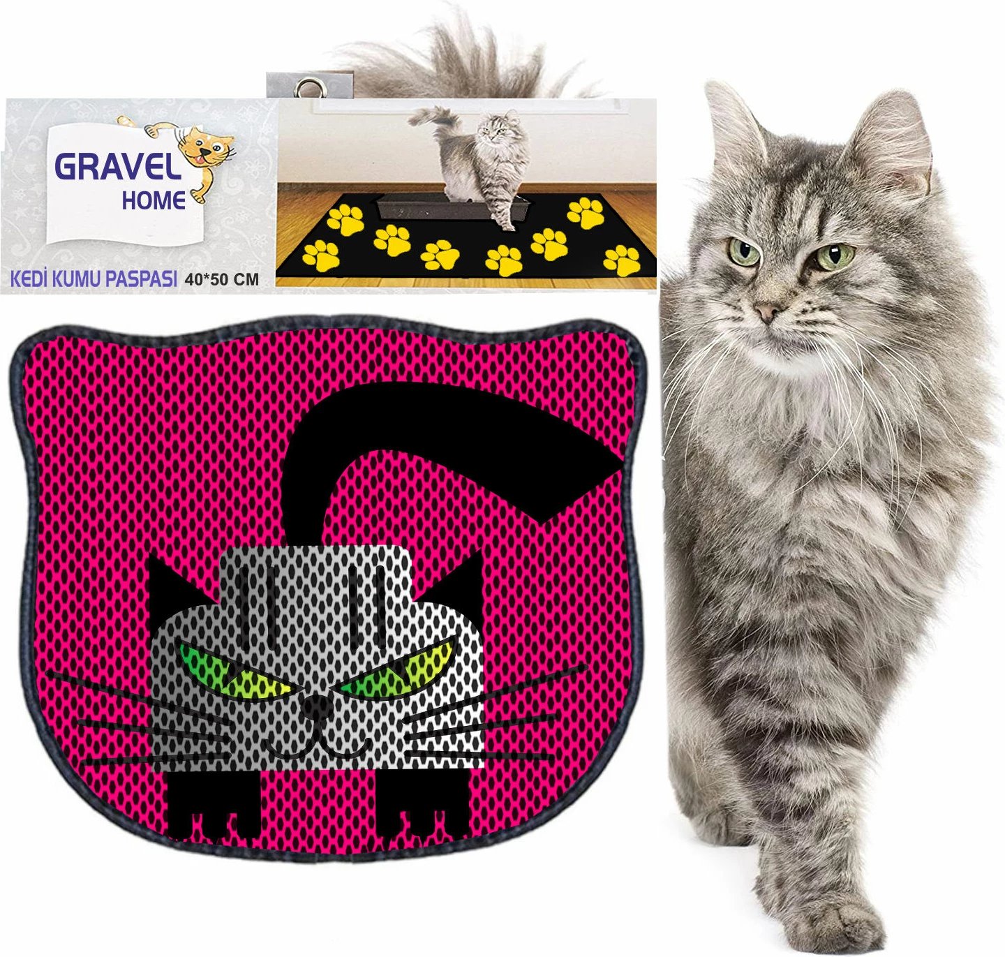 Tapet për rërë mace, shumëngjyrësh, Paws & Whiskers, Kdkafa0182, 40x50cm