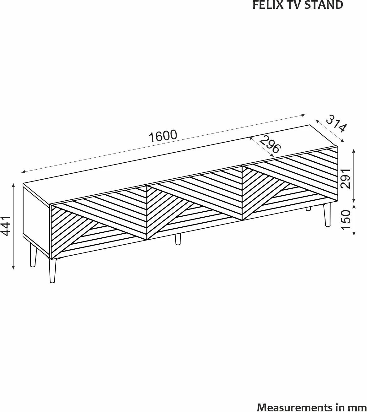 Komodë TV Skye Decor, ngjyrë lisi safir, Felix