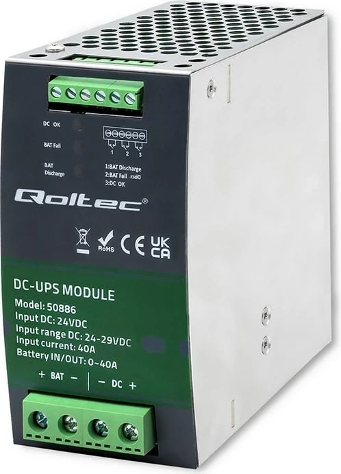 Modul DC-UPS Qoltec 50886, 40A, 24V, Argjendtë