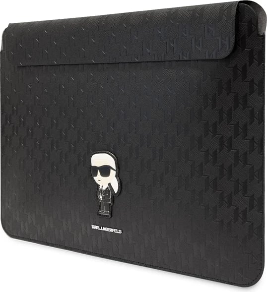 Mbështjellës laptopi Karl Lagerfeld Saffiano Monogram Ikonik, 16", e zezë