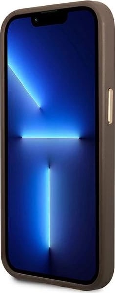 Mbështjellës Guess GUHMP14LU4GPRW për iPhone 14 Pro 6.1", 4G Logo Plate MagSafe, Kafe