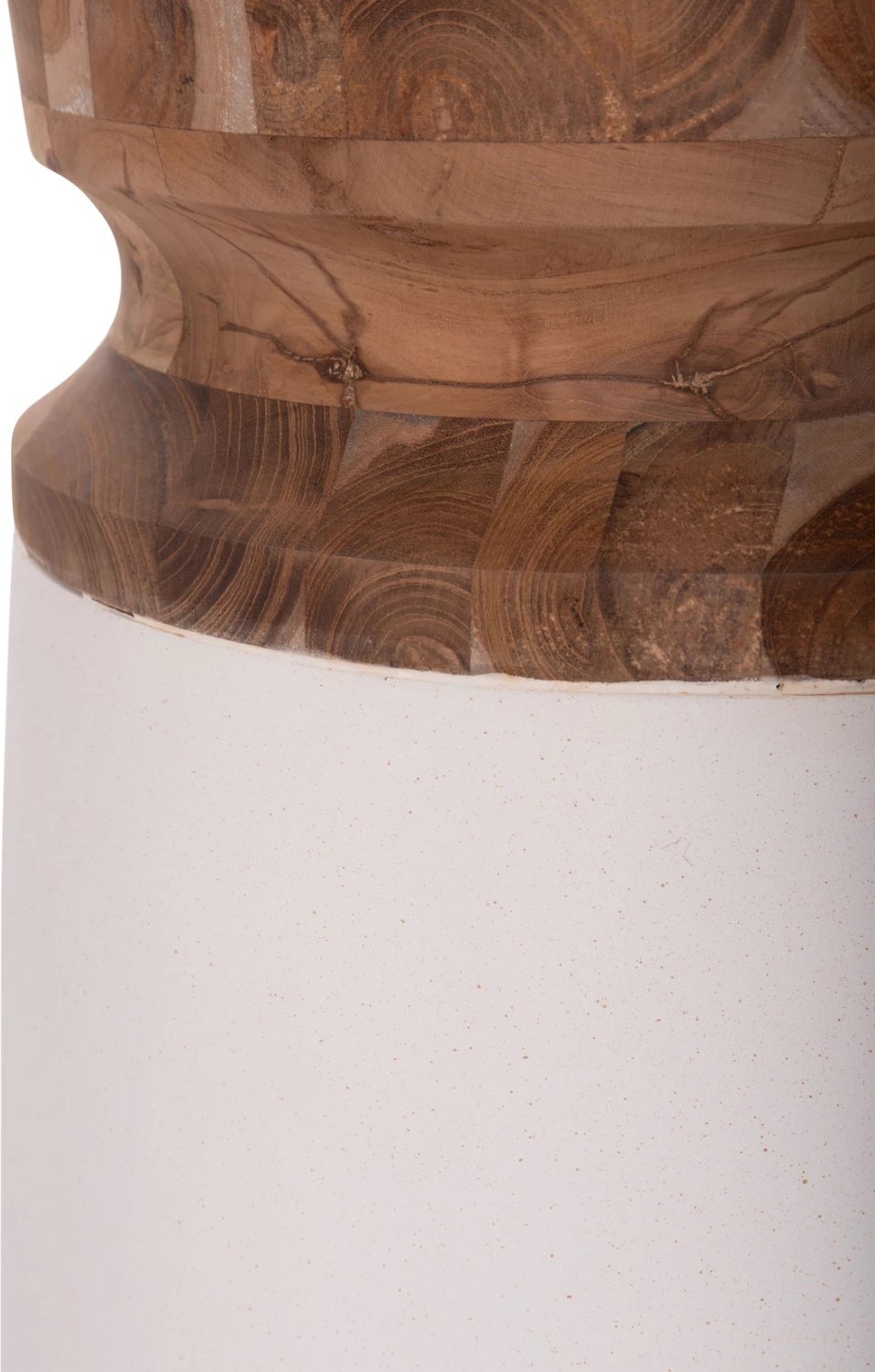 Vazo dekorative për dysheme LINTER, fibër-cement, ngjyrë e bardhë, dru tik, Φ34x60cm