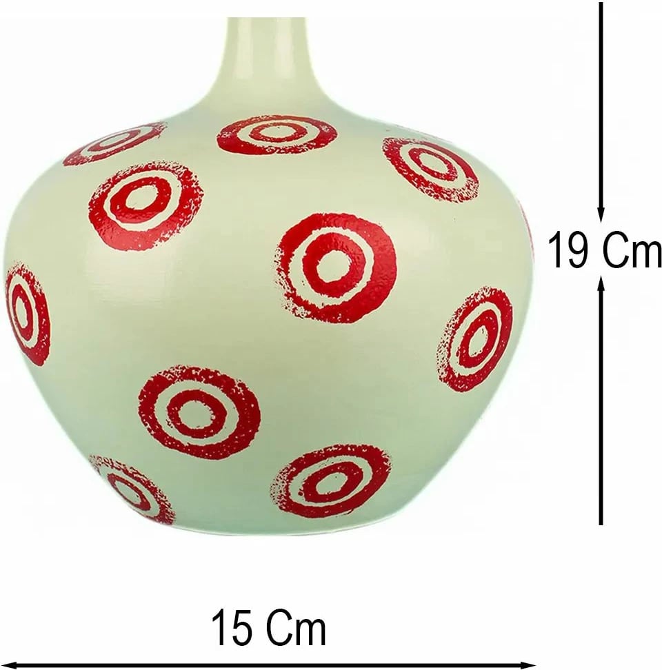 Vazo dekorative, e pikturuar me dorë, ngjyrë ecru, BK060