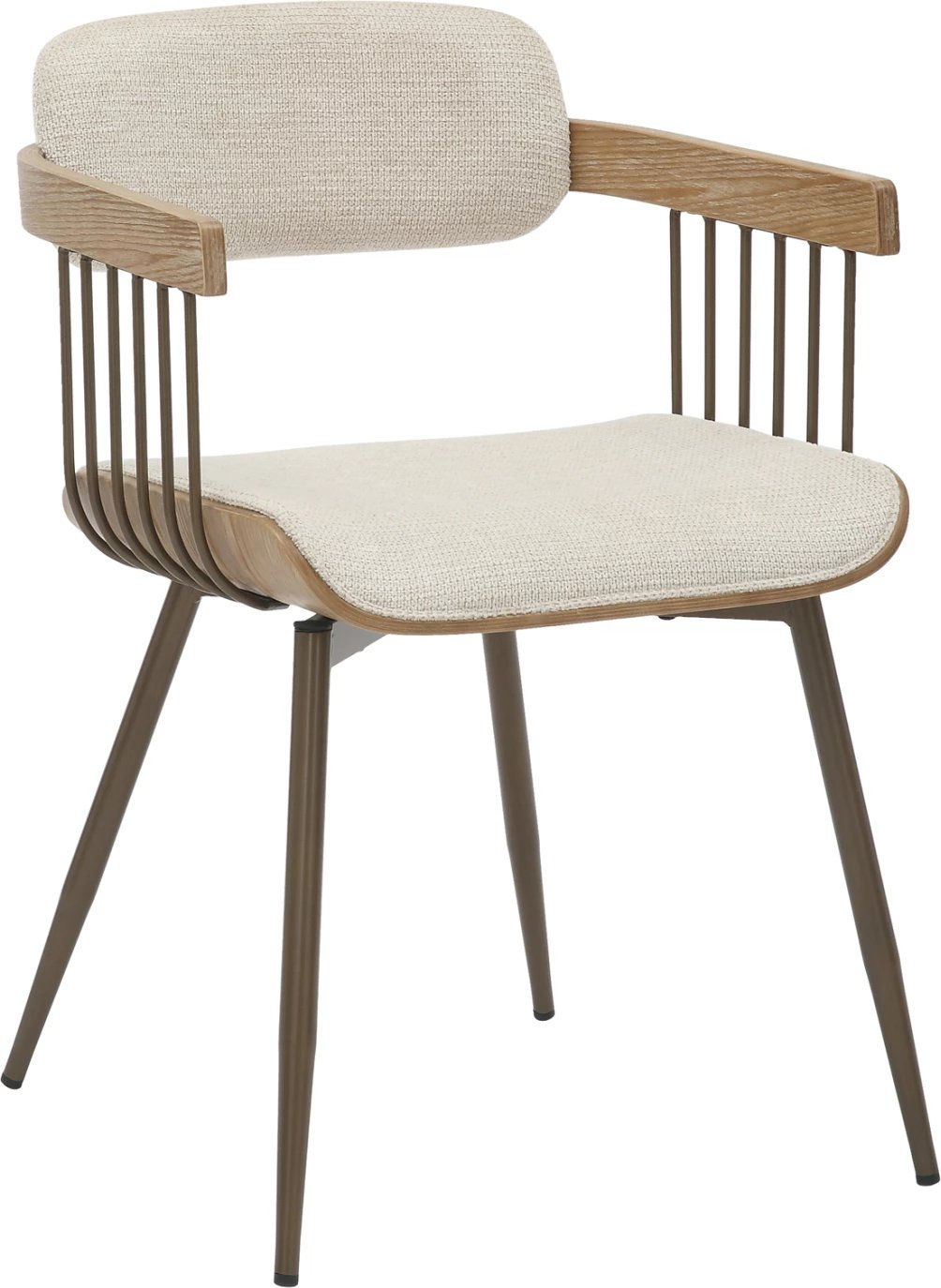 Karrige për ngrënie LANG, kornizë metali, ngjyrë bakri antik, pëlhurë ecru, FH9973.01, 52x52x76H cm