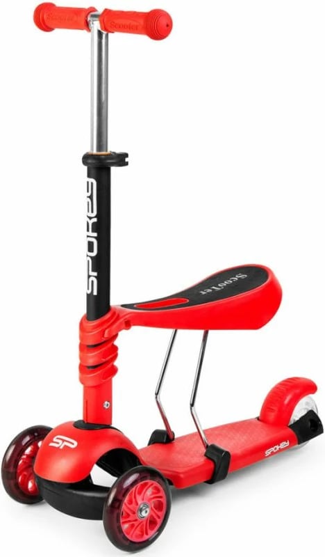 Scooter Spokey Tripla 3in1 për fëmijë, ngjyrë e kuqe