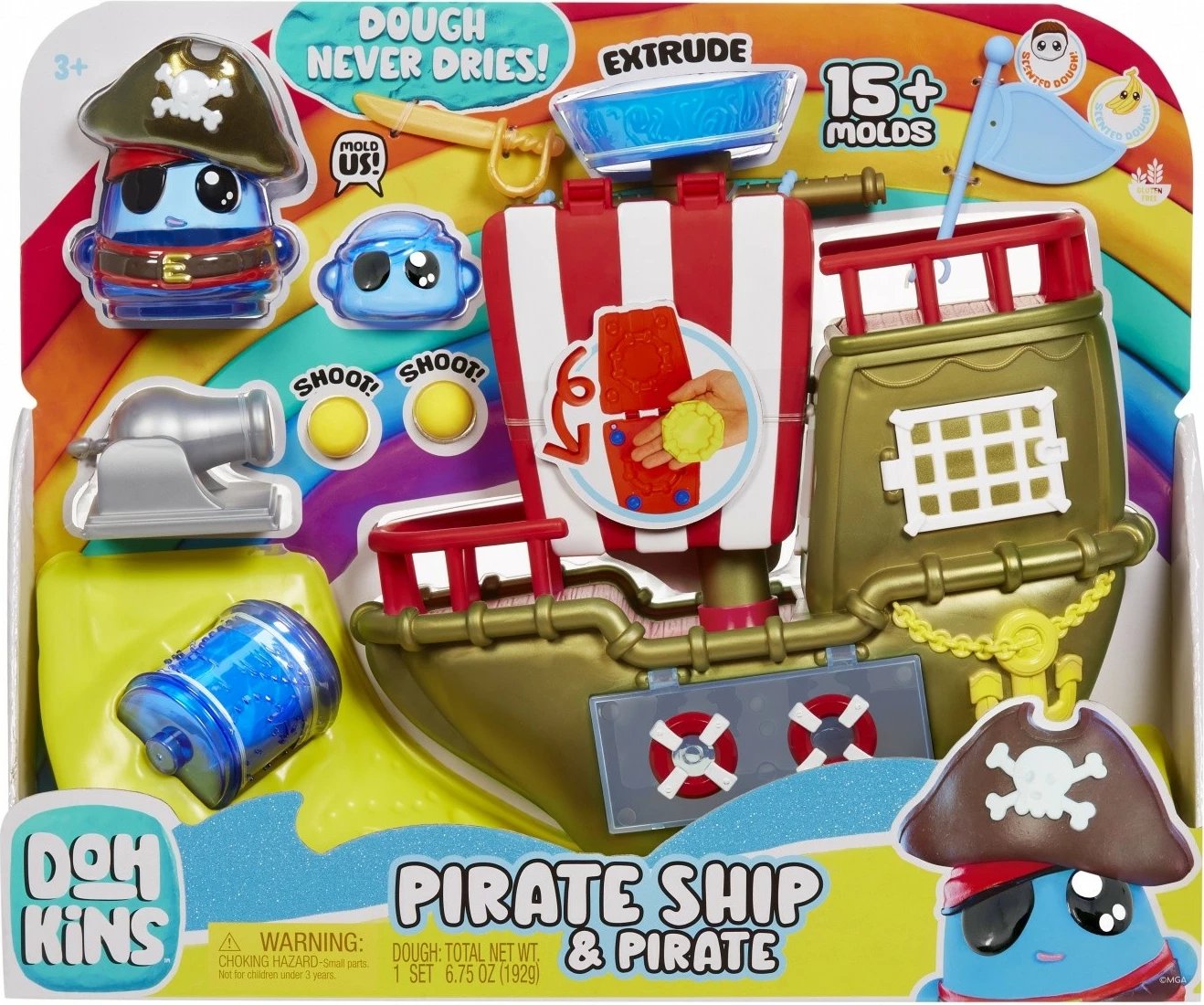 Set plasteline, MGA DohKins, Pirate Ship 123088-EUC, 15+ kallëpe, masë që nuk thahet, 3+
